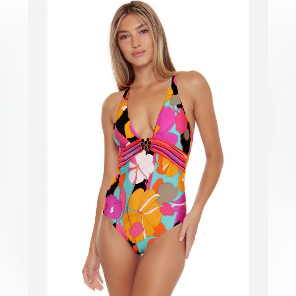NWT TRINA TURK GEMINI PLUNGE MAILLOT - Picture 4 of 16